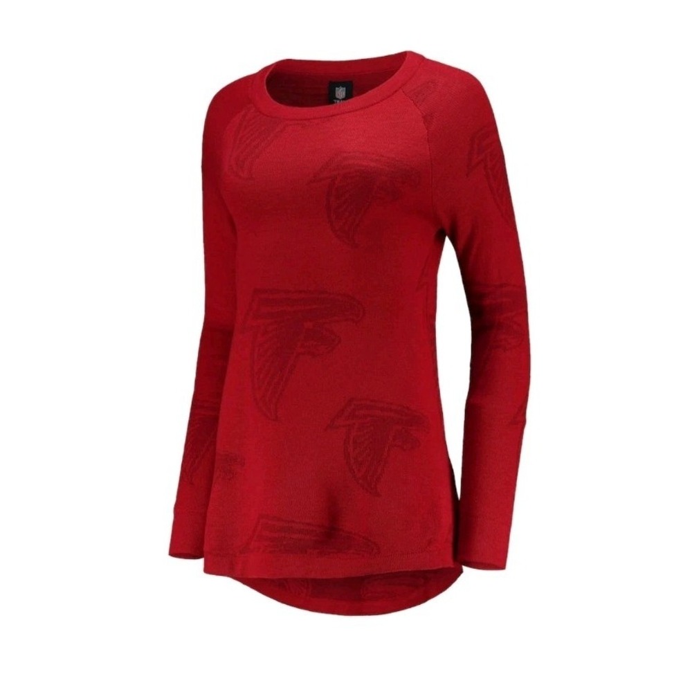 Womens Red‎ Atlanta Falcons Football Tunic Raglan Pullover Sweater Size MEDIUM